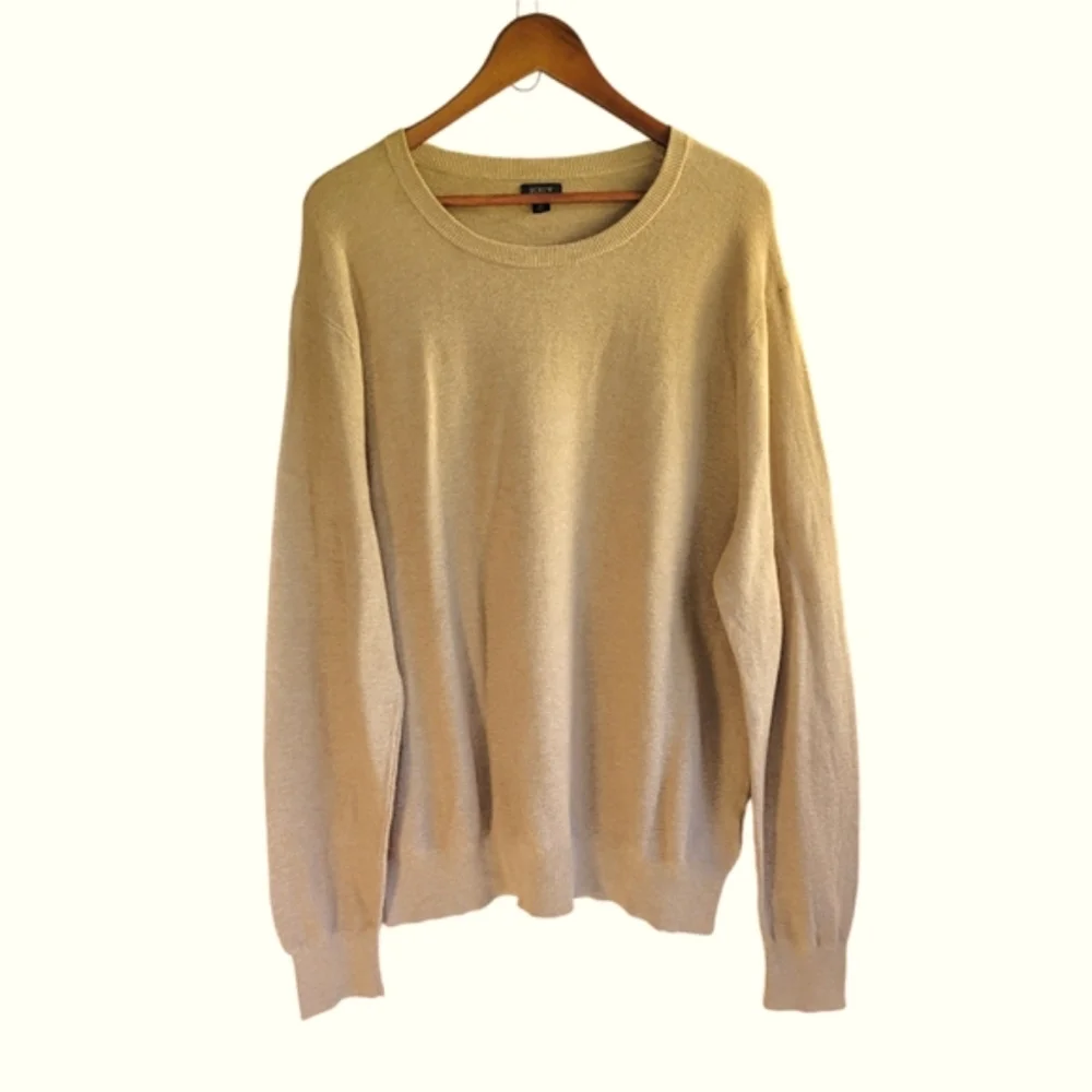 J. Crew Scoop Neck Sweater Tan Camel Men's XL